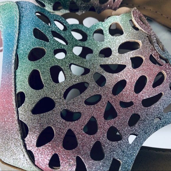 Justice Mermaid OmbreGlitter Lace Cutout Sandals 5 - Picture 6 of 7